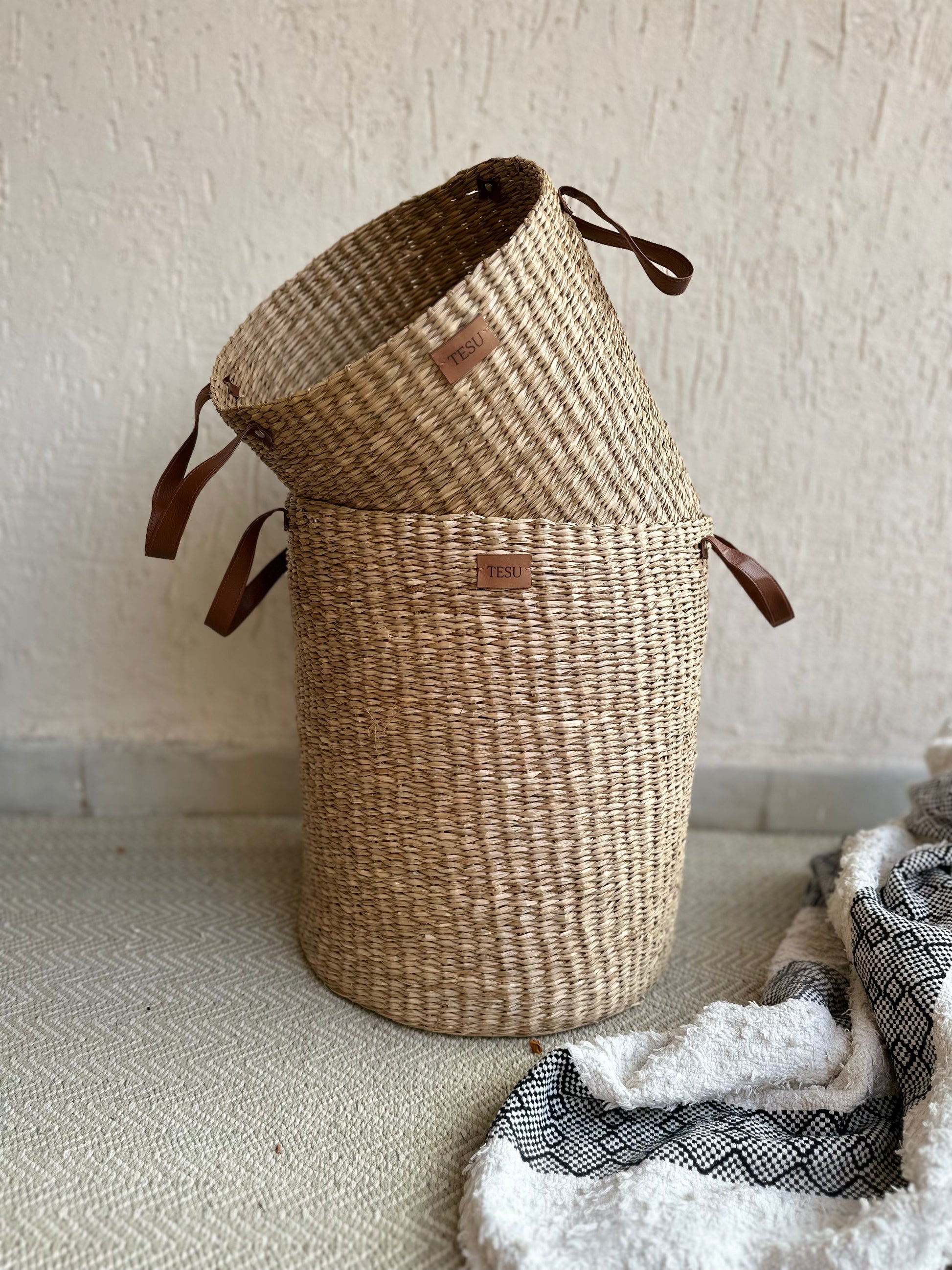Seagrass Dense Storage Basket With Handle - TESU