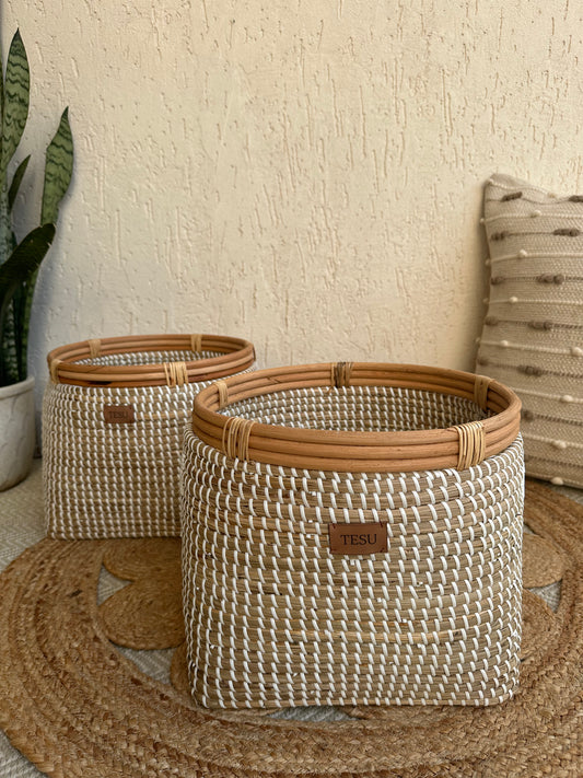 Enhance your Dream Home with our curated selection of premium Home Décor items.  Sea grass Plant Holder Cut out Handles mixed with Rattan, Perfect for decorating your home, living room decor, bedroom interior touches, beautiful cover pots and much more. Its placement is very flexible which is suitable for beautifying your room. A natural addition to any home these baskets can be used on their own or as a combination and are ideal for storage of towels, toys, papers and other household clutter