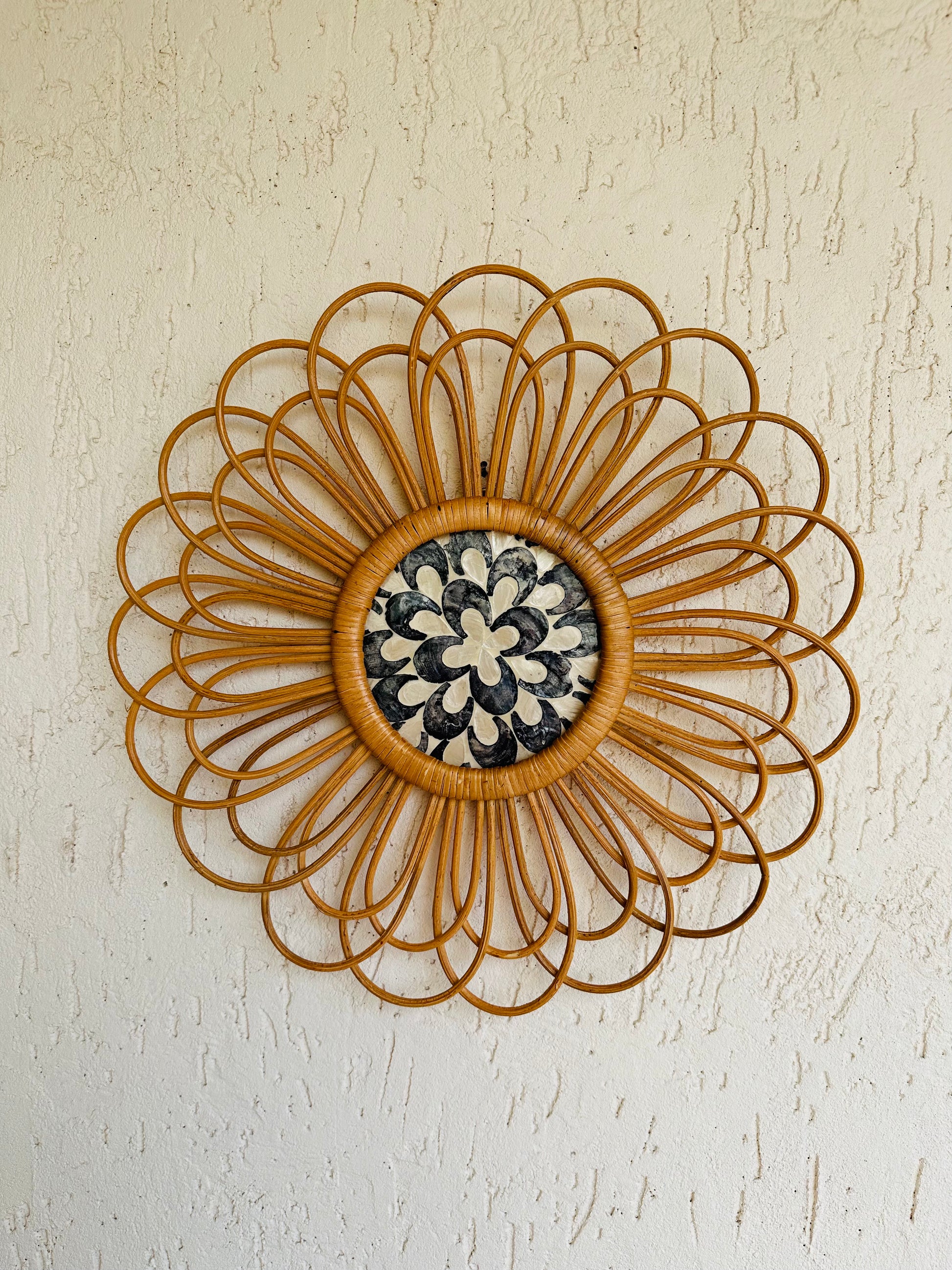 Abstract Designer Rattan Wall Decor With Mother of Pearls - TESU