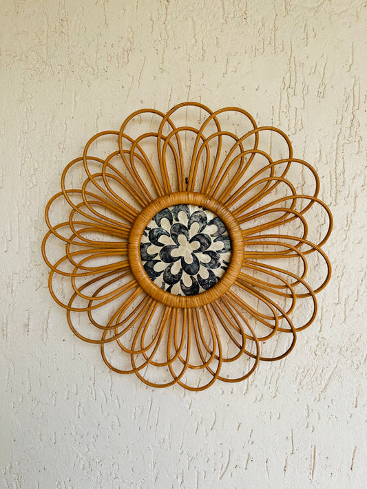 Abstract Designer Rattan Wall Decor With Mother of Pearls - TESU
