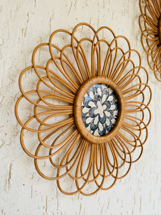 Abstract Designer Rattan Wall Decor With Mother of Pearls - TESU