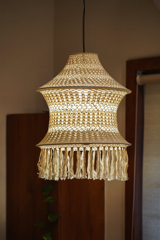 Buy Best Lampshade for your Dream Home & garden Décor, lamp made with detailed handwork of crochet by our skilled artisans. It can be styled in any corner of your house and will look gorgeous. Best used with warm white light to bring the peaceful bohemian vibe to your space. We love using these lamps over our dining table for celebratory dinners and on the bedside corners. TESU