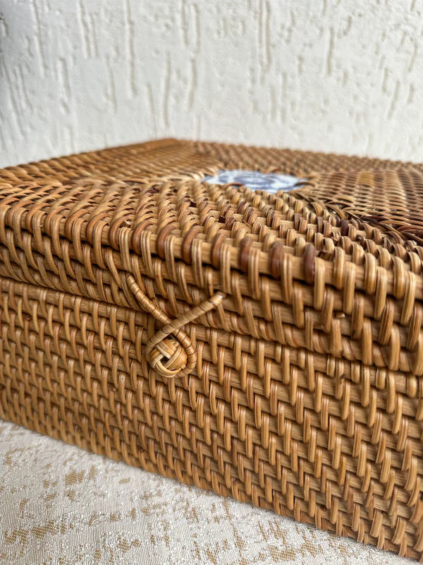 Enhance your dream home with our curated selection of premium home décor items.&nbsp;Rattan Storage Basket is made with durable Eco-friendly hand woven from rattan, This storage box are perfect and super designer piece to store any thing any where. Our Rattan Storage Box are handcrafted with natural Rattan that is durable, chemical-free&nbsp;The box can be used as a beautiful storage piece for books, stationary, hand towels. Jewelry Etc.
