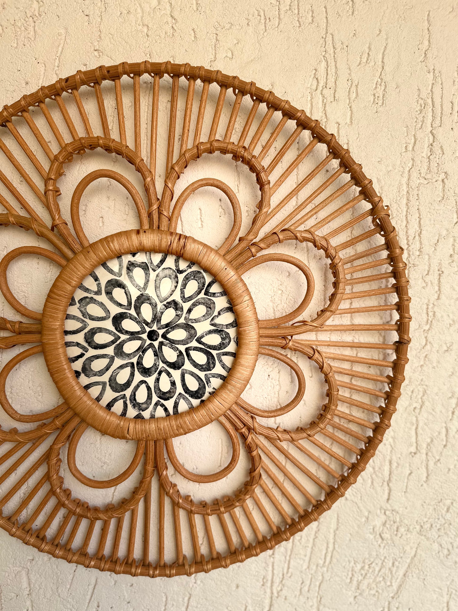 Designer Rattan Wall Decor With Mother of Pearls - TESU