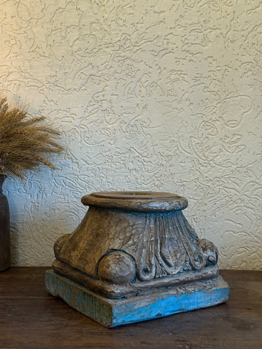 Antique Wooden Chakki Candle Holder - Rustic Brown