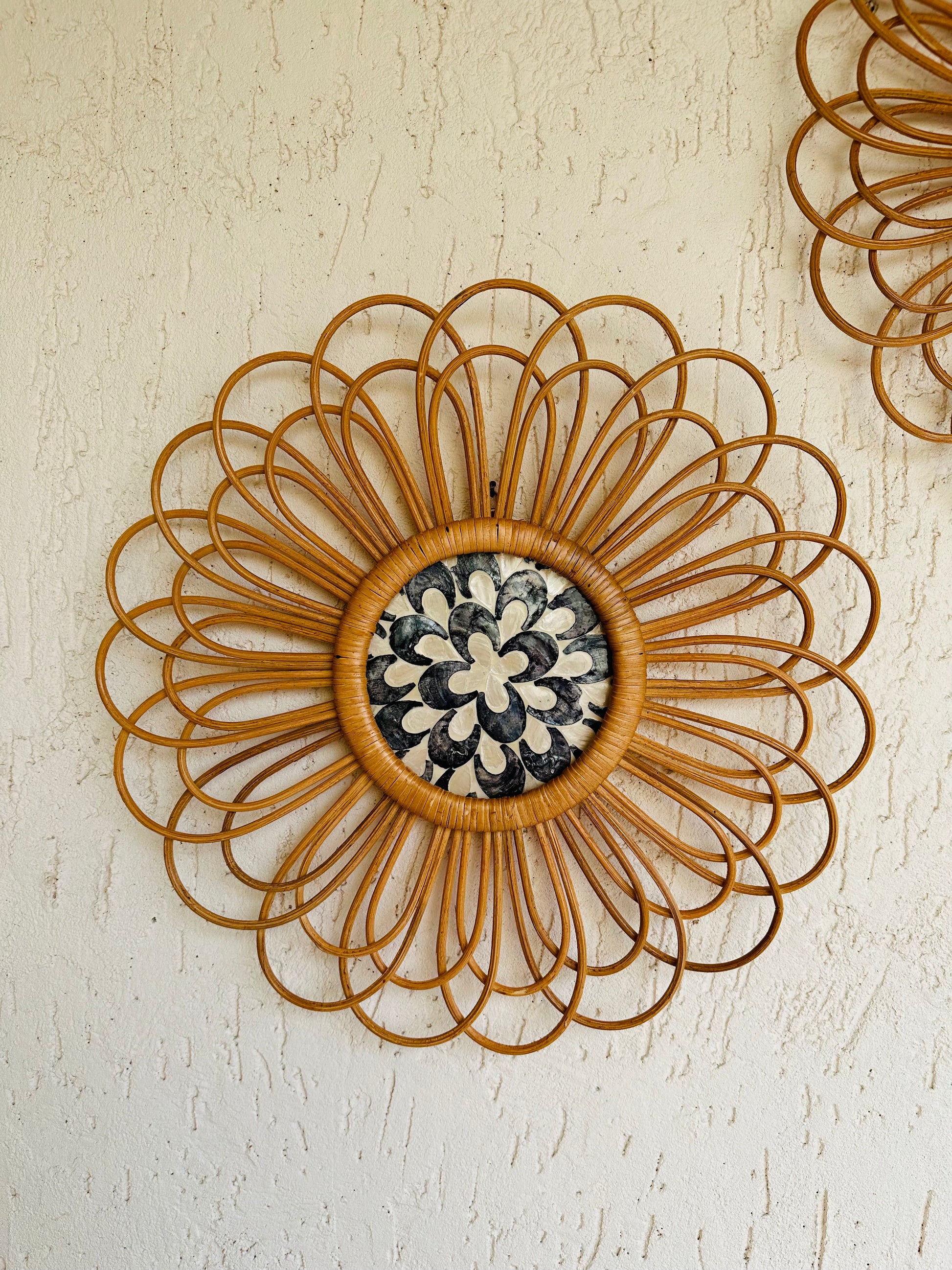 Abstract Designer Rattan Wall Decor With Mother of Pearls - TESU