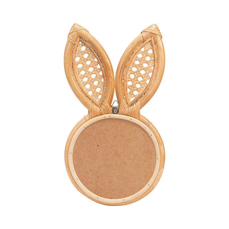 Rabbit Rattan Mirror Handmade.  Enhance your Dream Home with our curated selection of premium wall and Home Décor items. Add a geometric modern bohemian touch to any room with this Rattan rabbit-shaped mirror. Its versatile design and lightweight build make it perfect for various spaces in the home. tesu