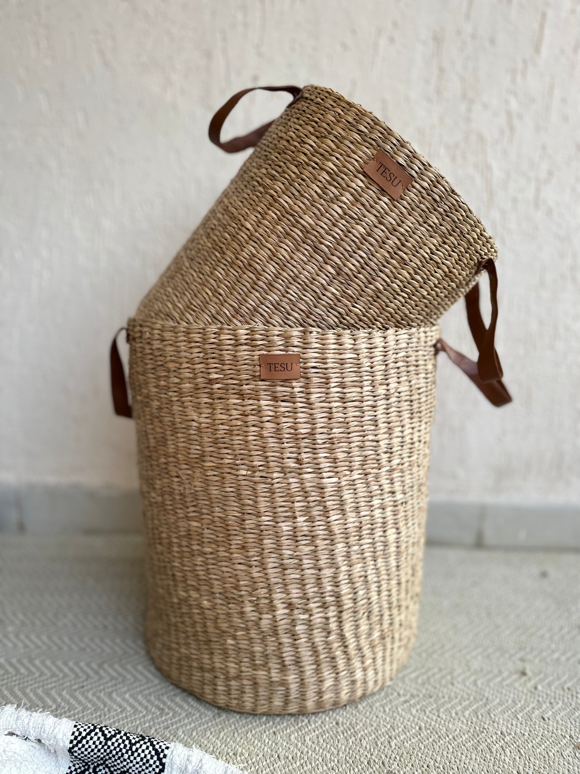 Seagrass Dense Storage Basket With Handle - TESU