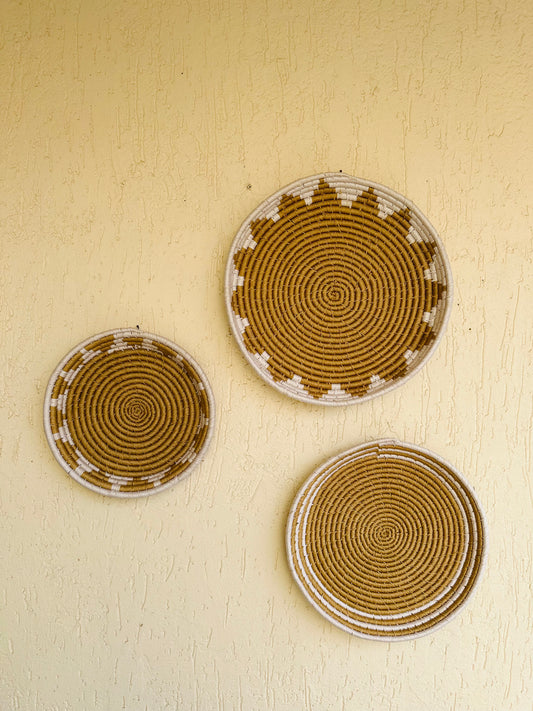 Abstract Jute Woven Wall Plates Set Of 3 - TESU