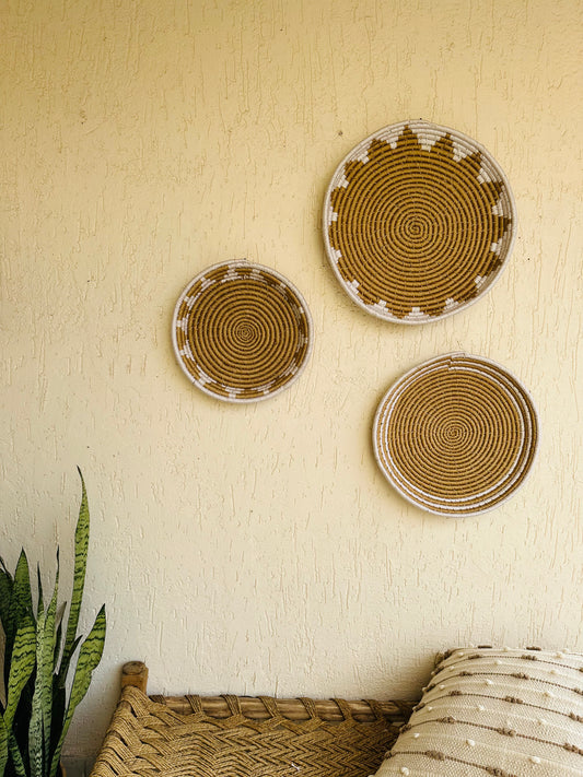 Abstract Jute Woven Wall Plates Set Of 3 - TESU