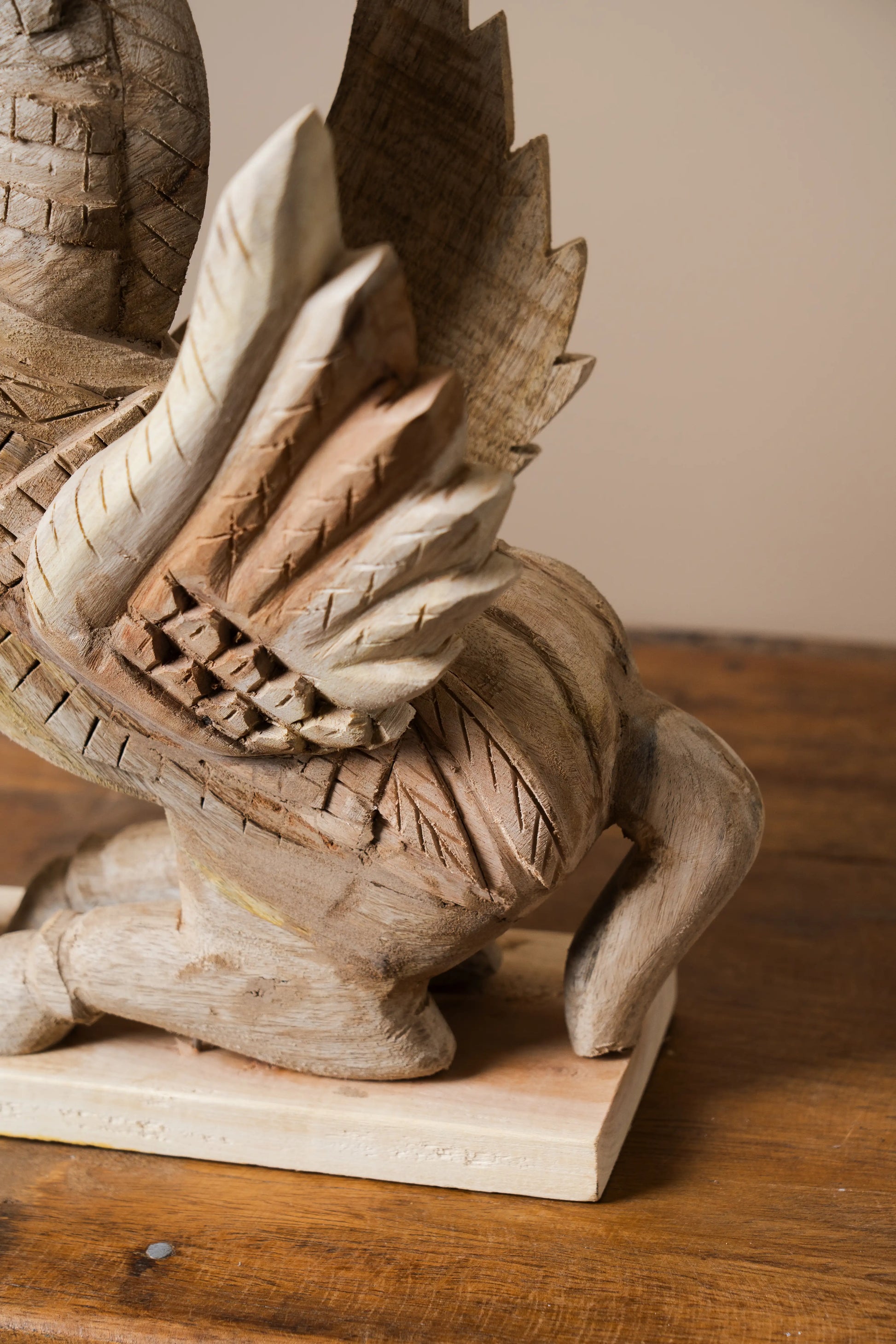 Vintage Handcarved Wooden Horse with Feathers