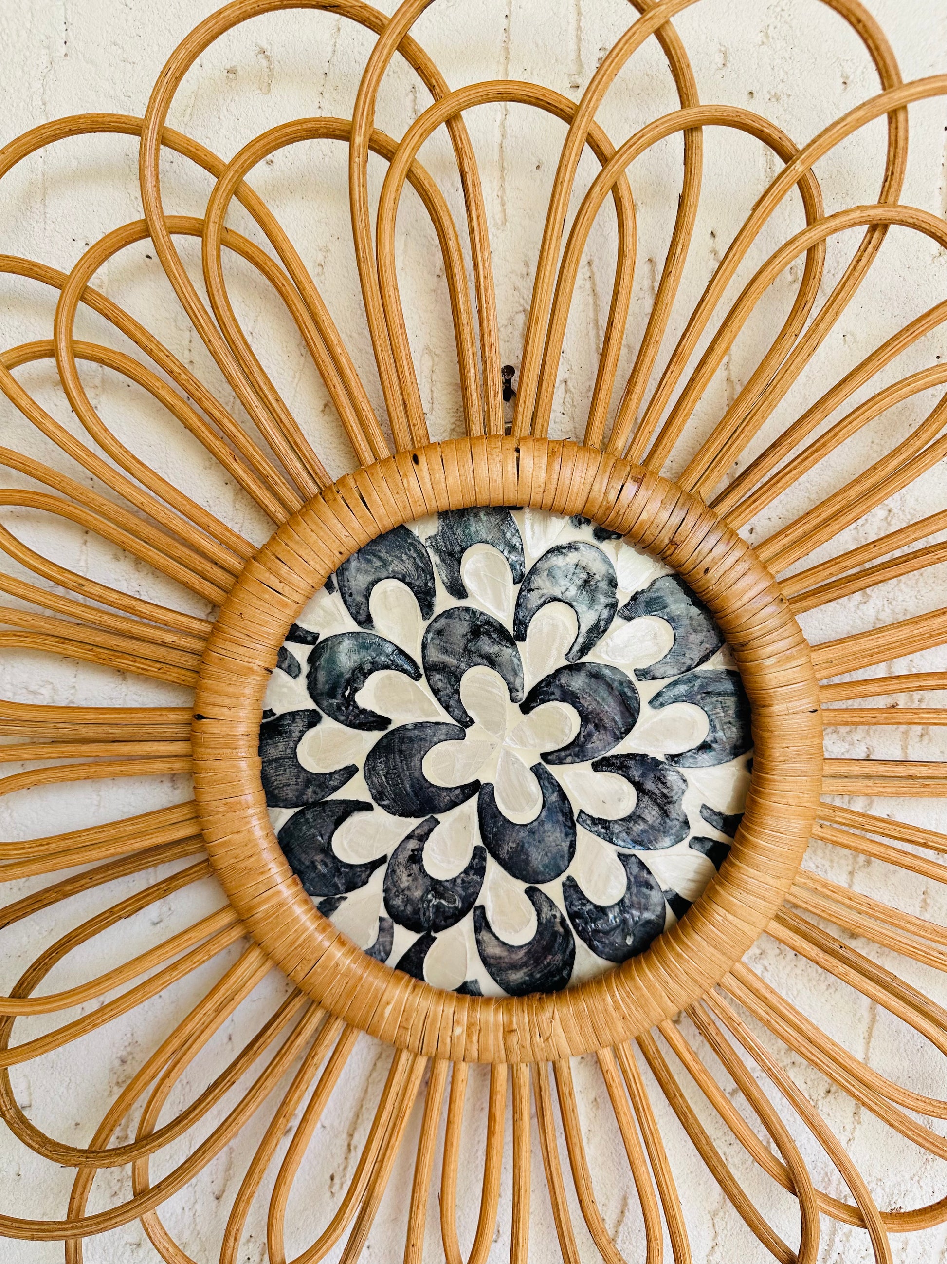 Abstract Designer Rattan Wall Decor With Mother of Pearls - TESU
