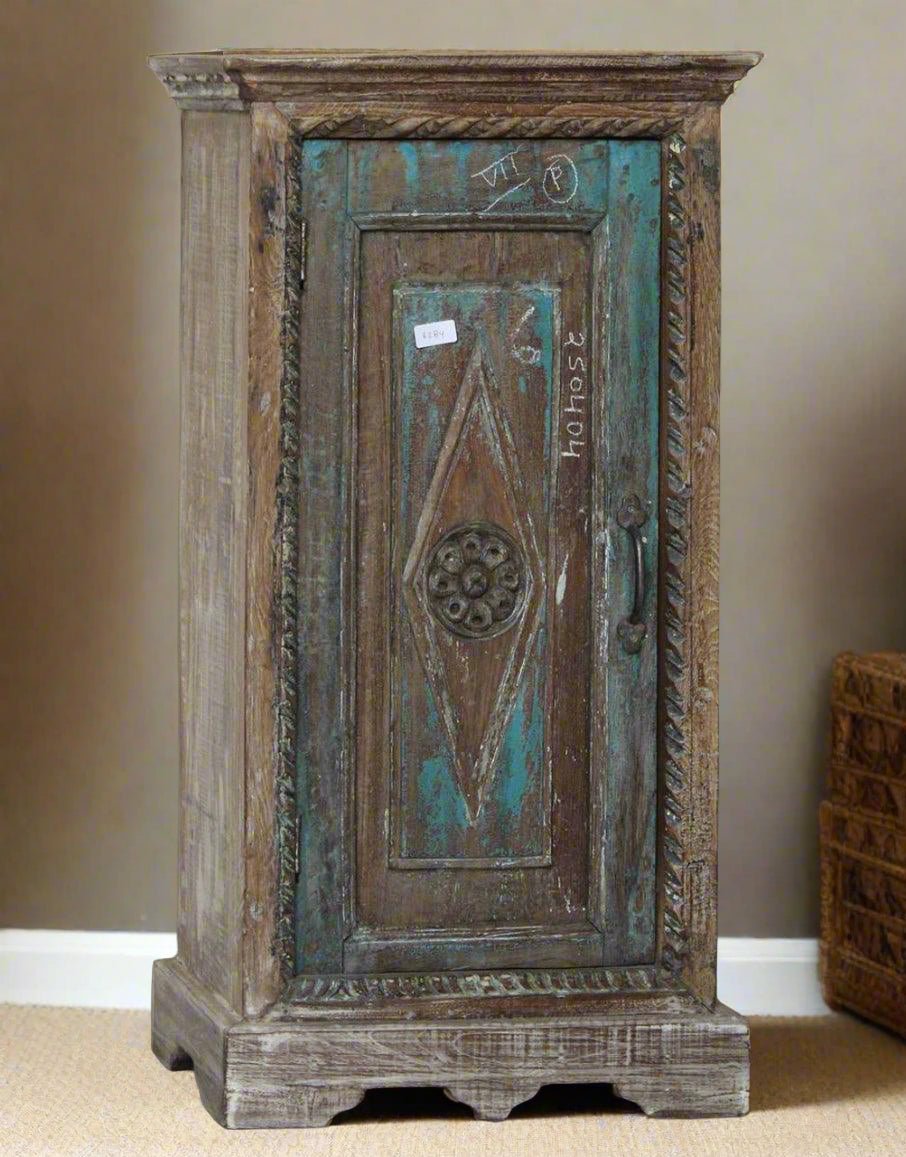 Antique Style Mango Wood Bedside Storage Cabinet - Handcrafted - TesuCabinets & Storage