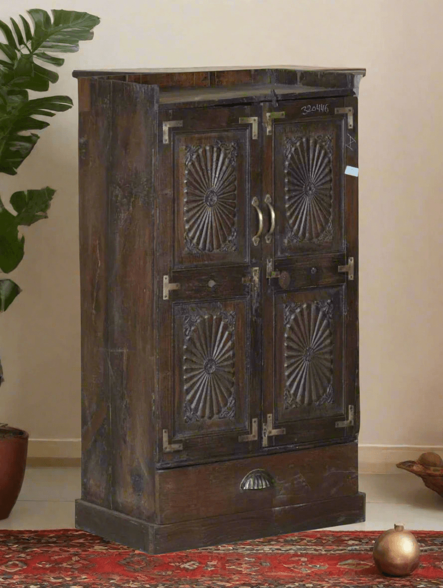 Antique Style Storage Cabinet with Brass Accents - TesuCabinets & Storage
