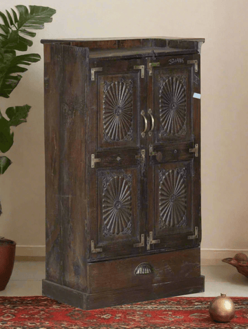 Antique Style Storage Cabinet with Brass Accents - TesuCabinets & Storage