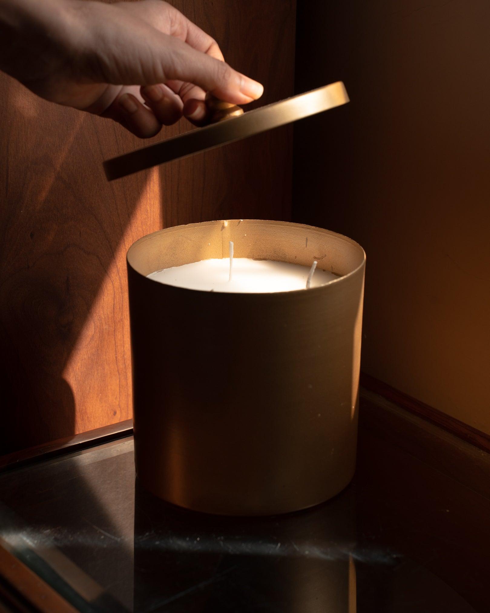 Brass Candle with Lid - 3 Wick - TesuCandles & Candle Holders