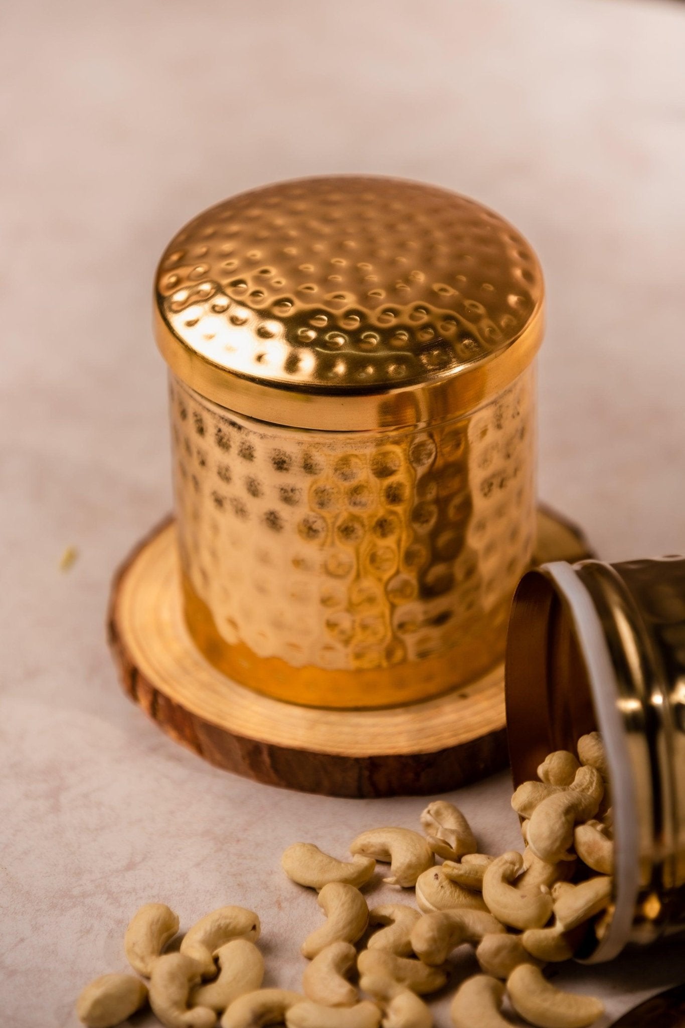 Brass Coated Hammered Jar - TesuCabinets & Storage