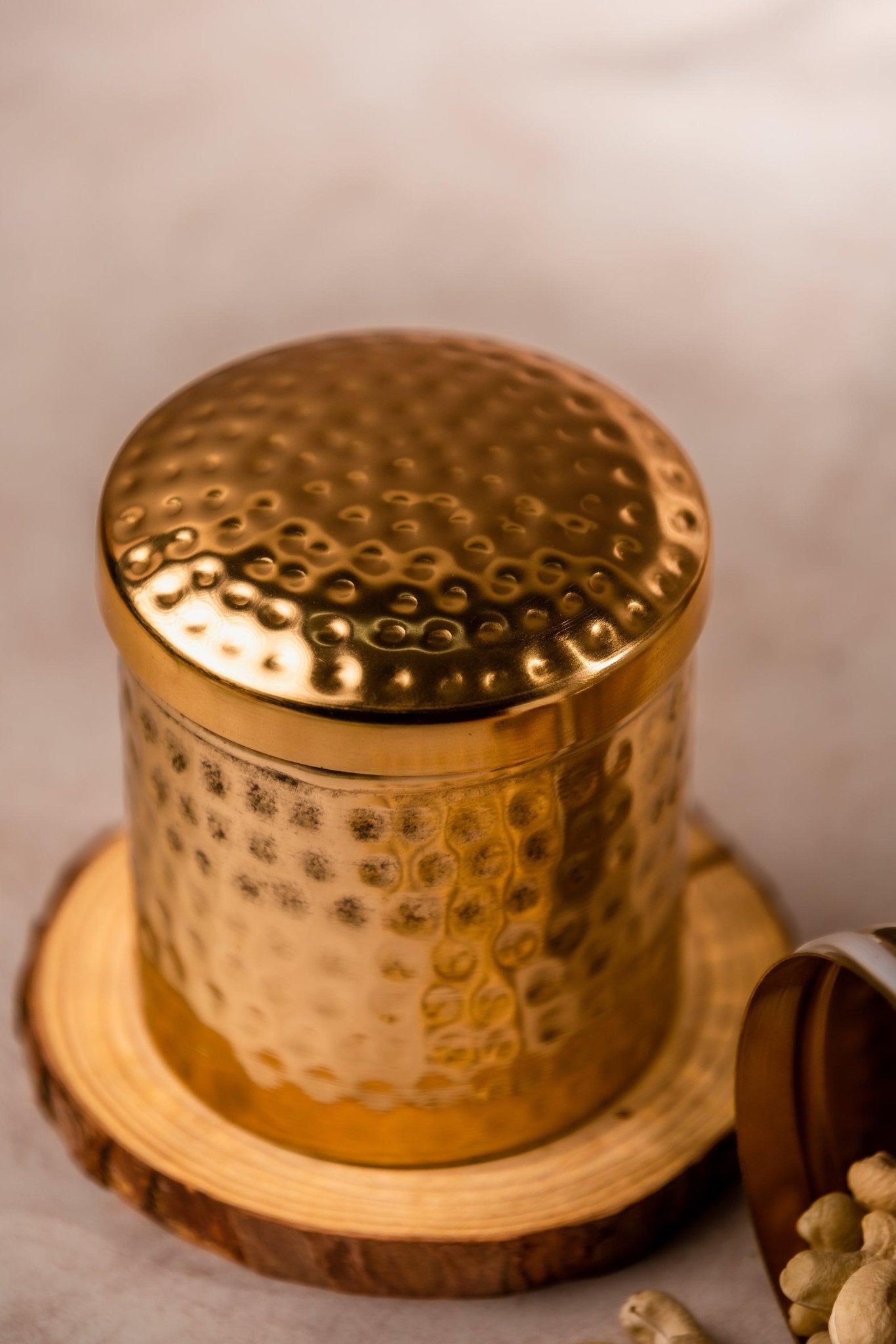 Brass Coated Hammered Jar - TesuCabinets & Storage