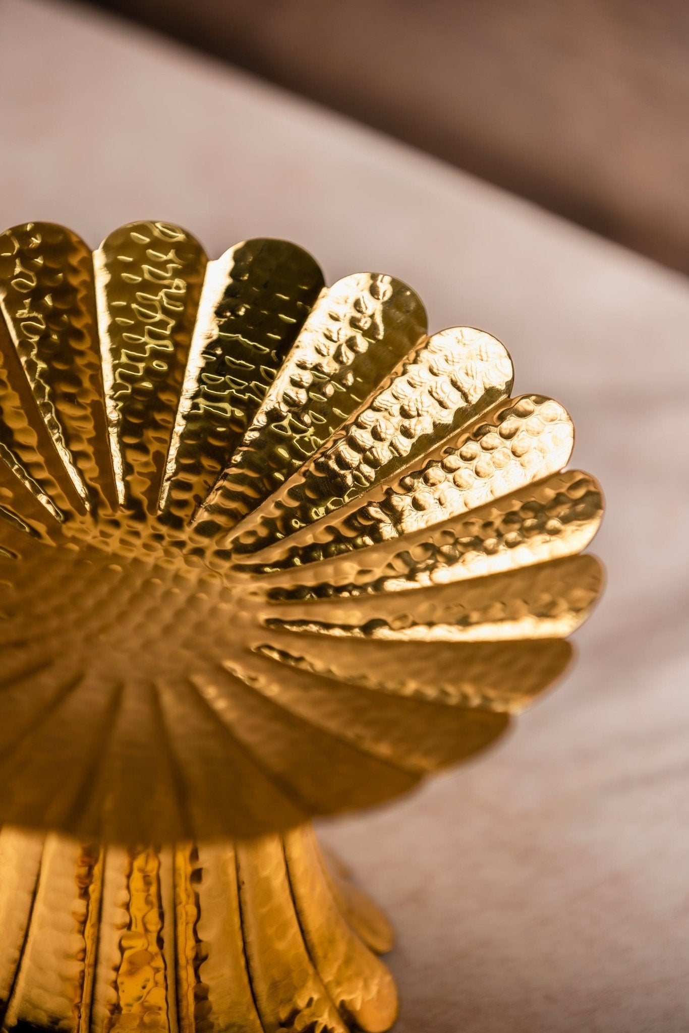 Brass Flat Flower Pattern Platter - TesuServing Platters