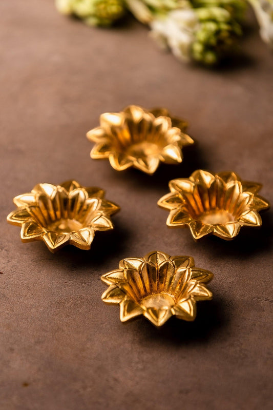 Brass Flower Dia - TesuBrass Diya