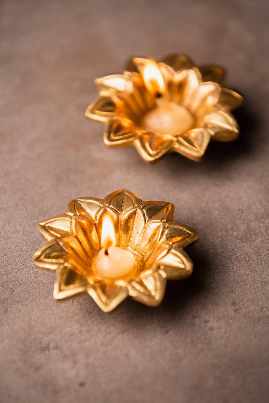 Brass Flower Dia - TesuBrass Diya