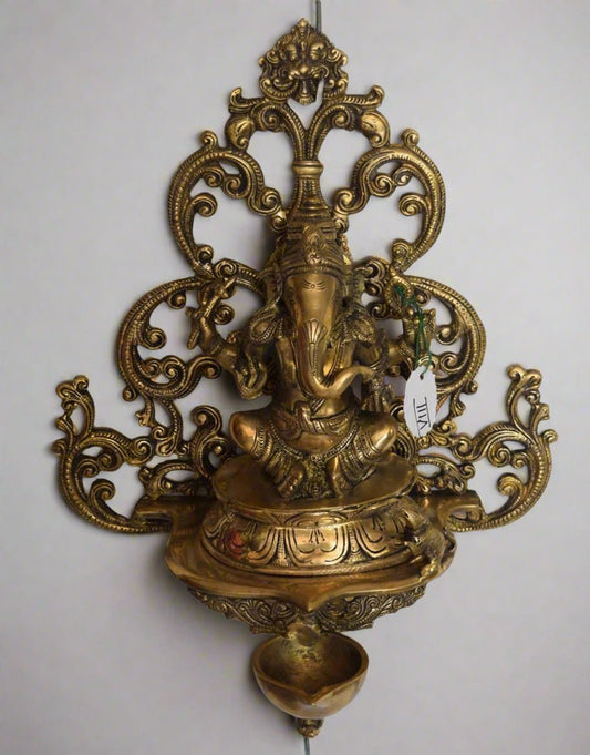 Brass Ganesha Wall Hanging Candle Stand - Traditional Hindu Decor - TesuCandles & Candle Holders