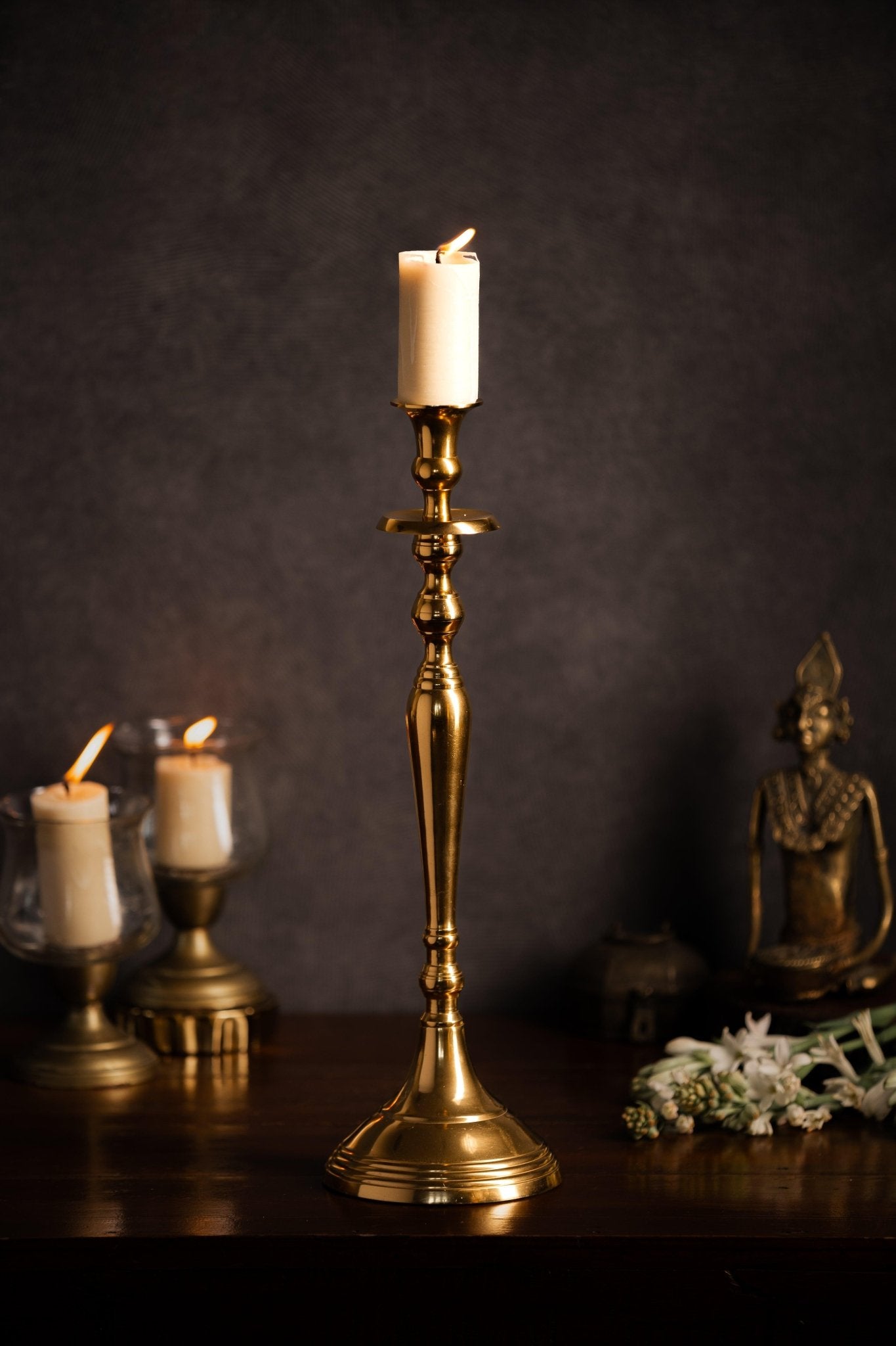 Brass Long Candle Holder - TesuCandles & Candle Holders