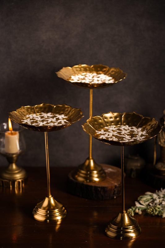 Brass Plated Urli with Stand - Set of 3 - TesuUrli