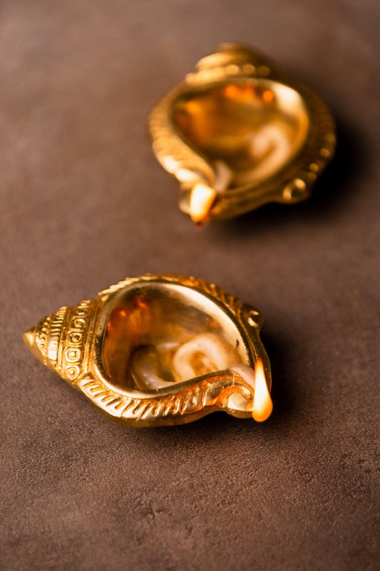 Brass Shell Dia - Set of 2 - TesuBrass Diya