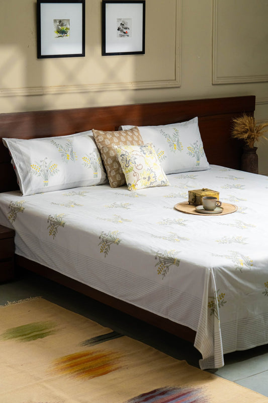 Champa Bloom Bedsheet With Pillow Covers - TesuBedsheet
