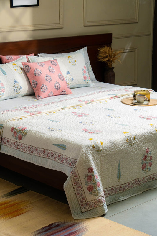 Champa Saanjh Quilted Bed Cover - TesuFurnishing