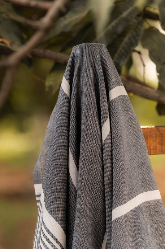 Coastal Charcoal Beach Towel - TesuTowels