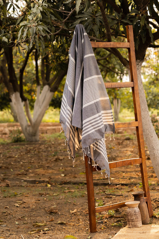 Coastal Charcoal Beach Towel - TesuTowels