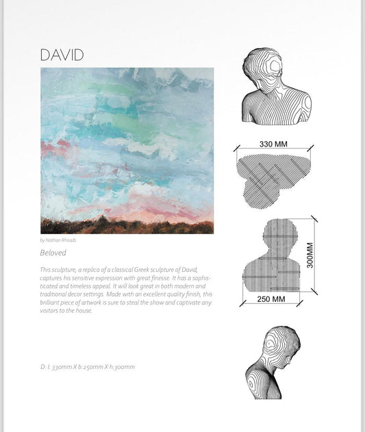 David Parametric Sculpture detail view - handcrafted stainless steel home decor with parametric design elements