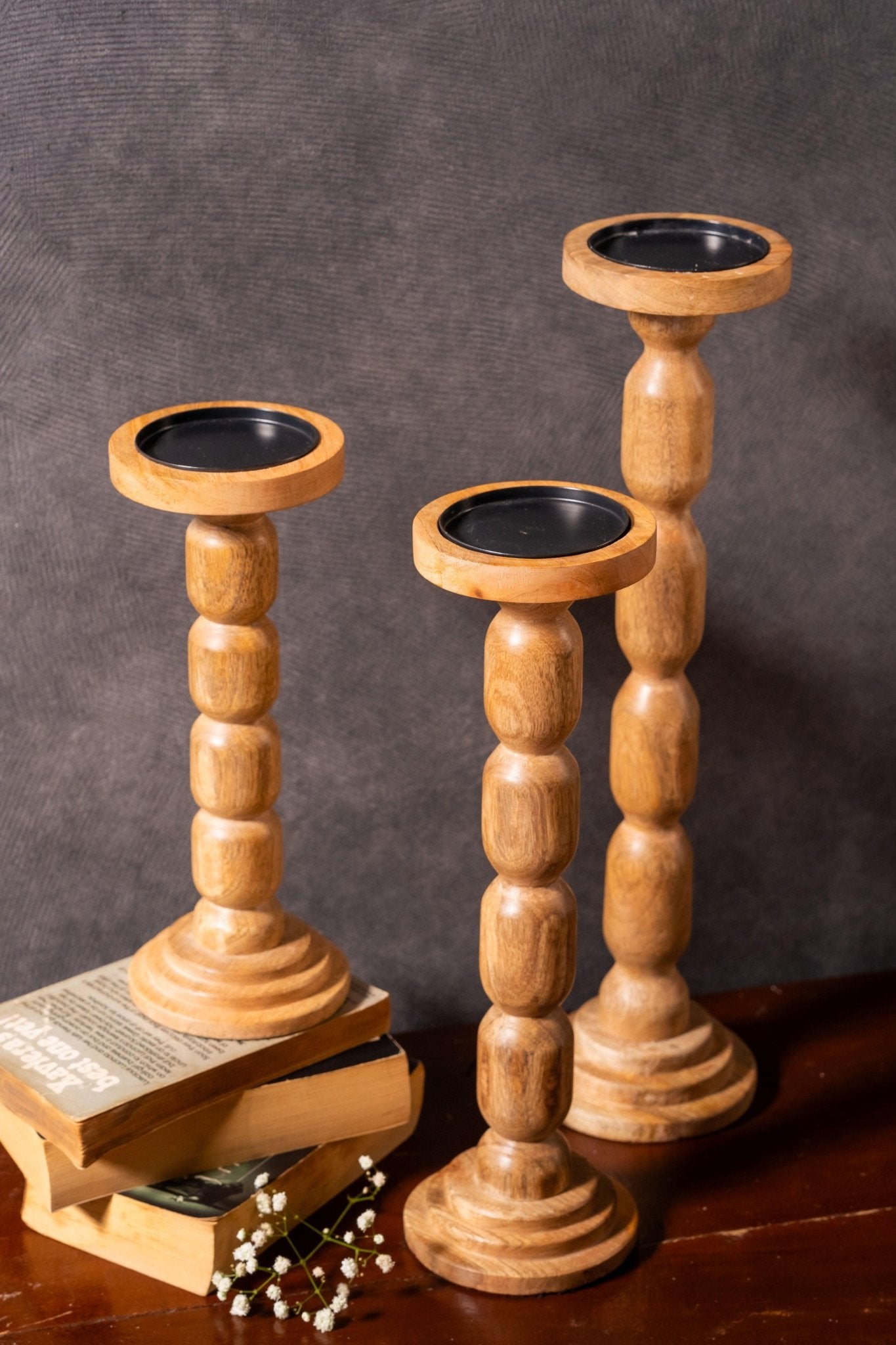 Earthy Essence Candle Stand - Set of 3 - TesuCandles & Candle Holders