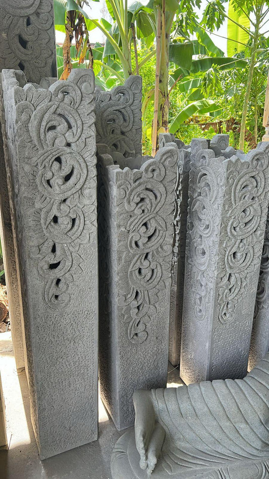 Floral Elegance Sandstone Column - TesuGarden Accessories
