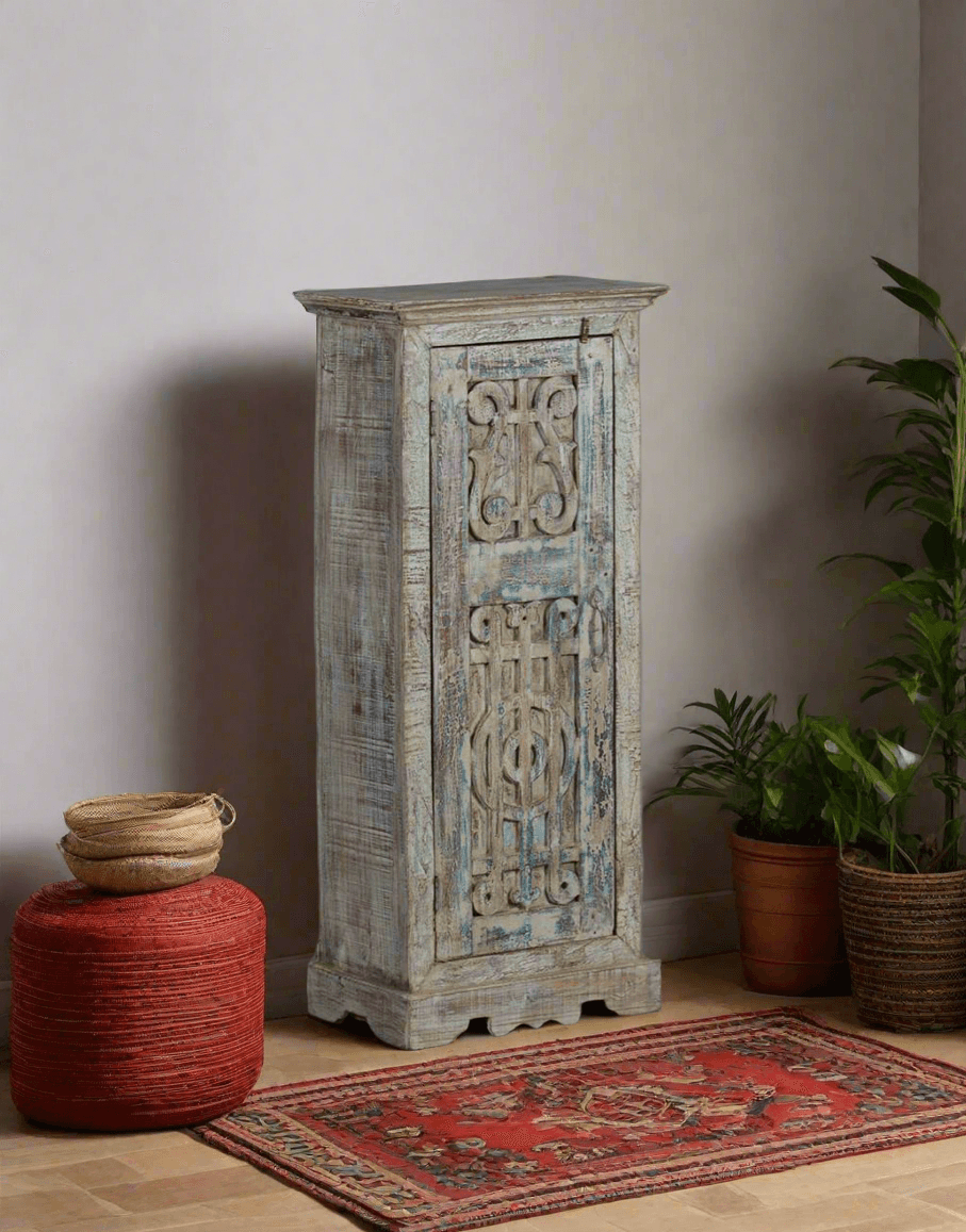 Handcarved Door Bedside Cabinet - TesuCabinets & Storage