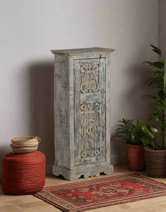 Handcarved Door Bedside Cabinet - TesuCabinets & Storage