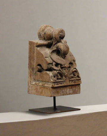 Handcarved Wooden Bracket on Iron Stand - TesuWooden Bracket