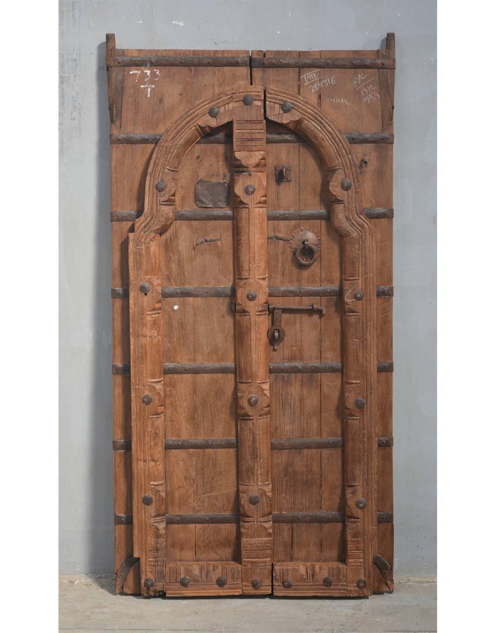 Handcrafted Teak Wood Door Panel - Traditional Hand - Carved Indian Wall Art - TesuWall Decor