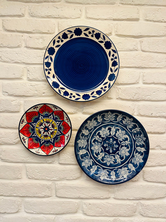  Accent Pieces, Artisanal Wall Décor, Bedroom Décor, Blue Bell Wall Plates, Classical Wall Décor, Decorative Wall Plates, Hand Painted Wall Plates, Handcrafted Home Accessories, Handcrafted Wall Plates, High-Quality Wall Plates, Home Accent Pieces, Home Decor Ensemble, Indian Artisan Craftsmanship, Indian Artisan Wall Plates, Living Room Décor, Unique Wall Décor, Vibrant Wall Décor, Wall Plate Hook, Wall Plate Set, tesu