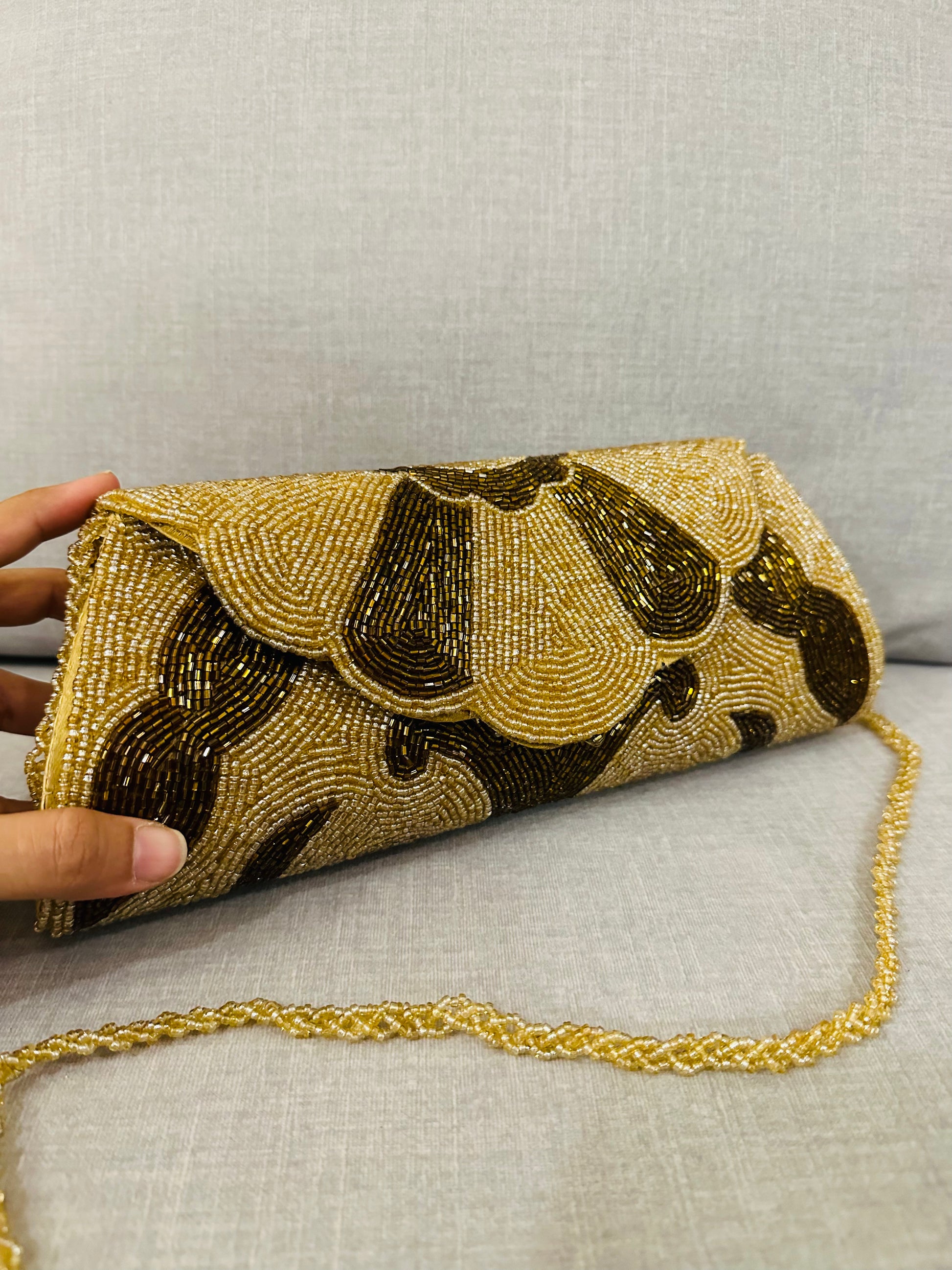 Zardozi Clutch - Golden Brown - TESU