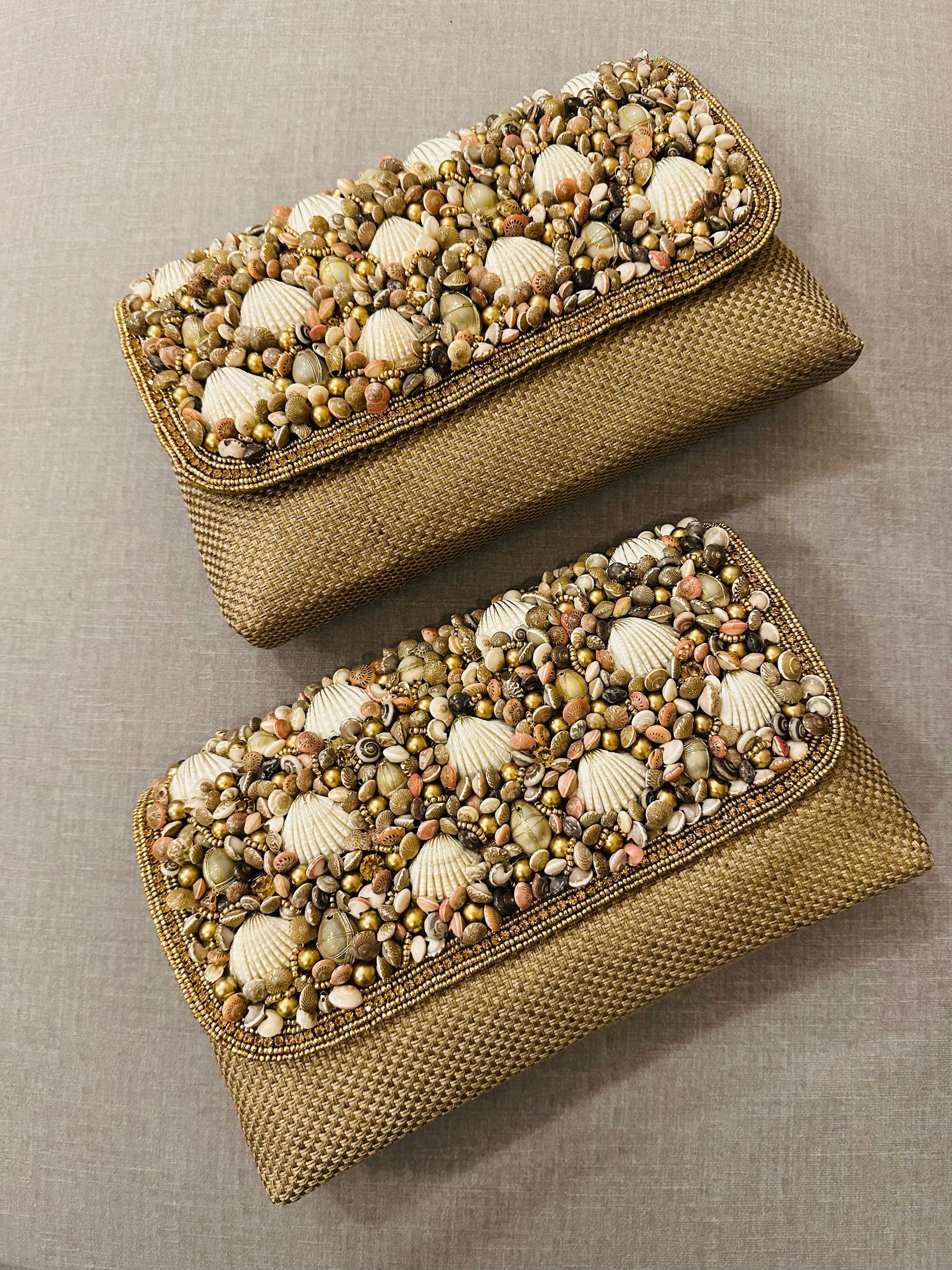 Zardozi and Jute Clutch with Shell - TESU