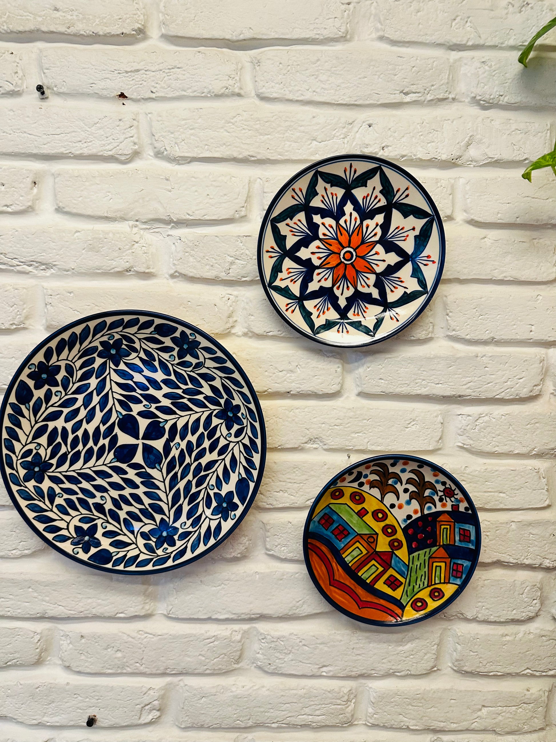  Artisanal Wall Plate Collection, Bedroom Wall Plate Ensemble, Classical Appeal Wall Décor, Classical Indian Wall Décor, Hand Painted Artisanal Plates, Handcrafted Home Accents, Handcrafted Indian Artisans, Indian Artisan Wall Décor, Marigold Hand Painted Wall Plates, Small Batch High-Quality Décor, Unique Handcrafted Wall Plates, Unique Living Room Décor, Vibrant Marigold Wall Art, Vibrant Wall Accent Pieces, Wall Hanging Hook Included, tesu