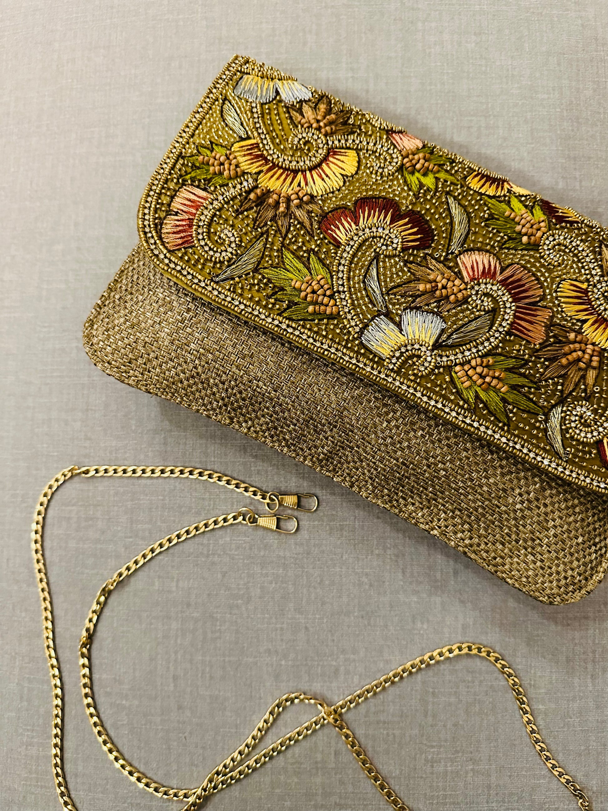 Zardozi and Jute Clutch - TESU