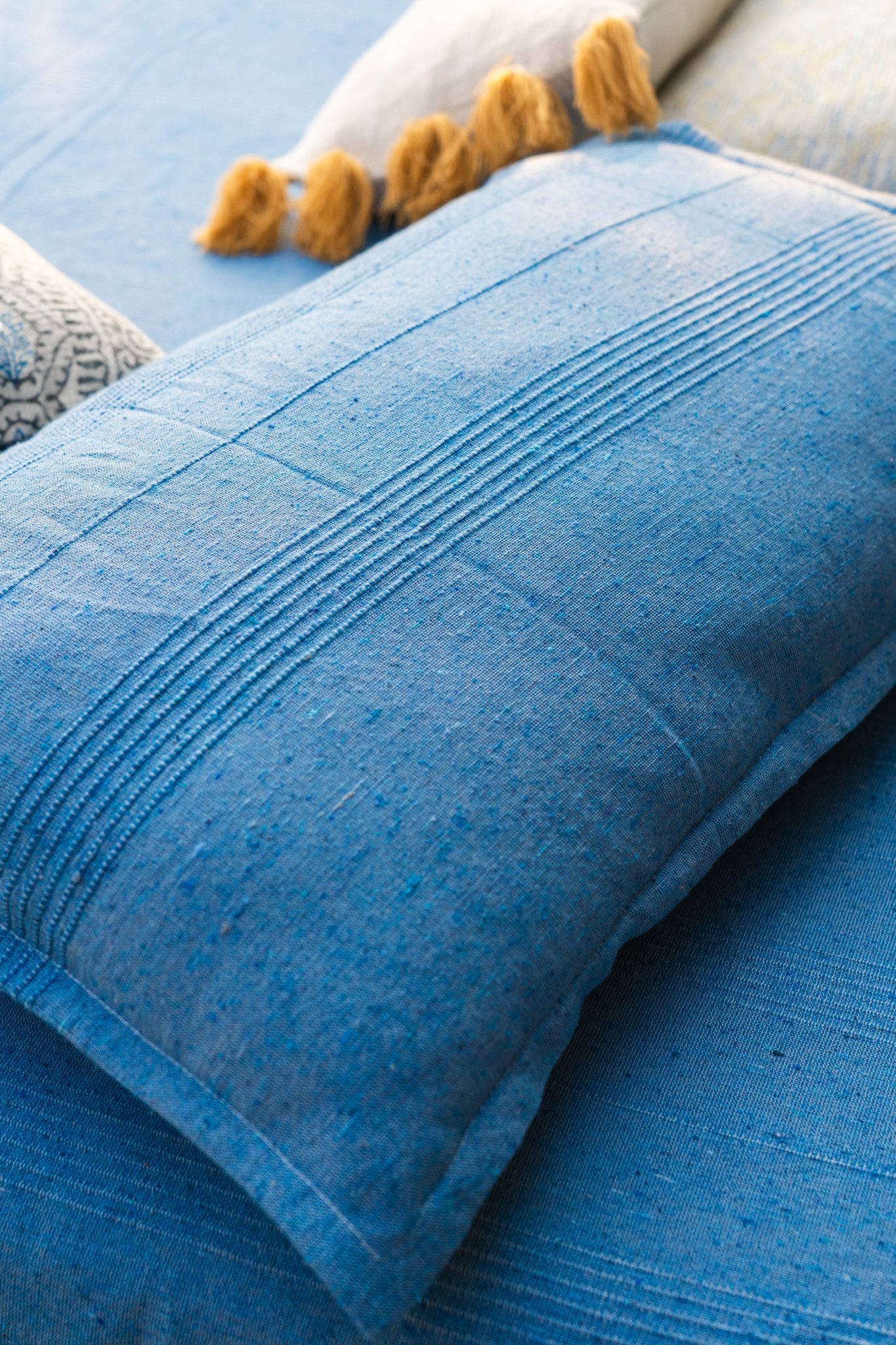 Indigo Cotton Bedspread With Pillow Covers - TesuBedspread