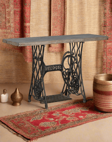 Iron Wood Sewing Machine Console Table - TesuTable