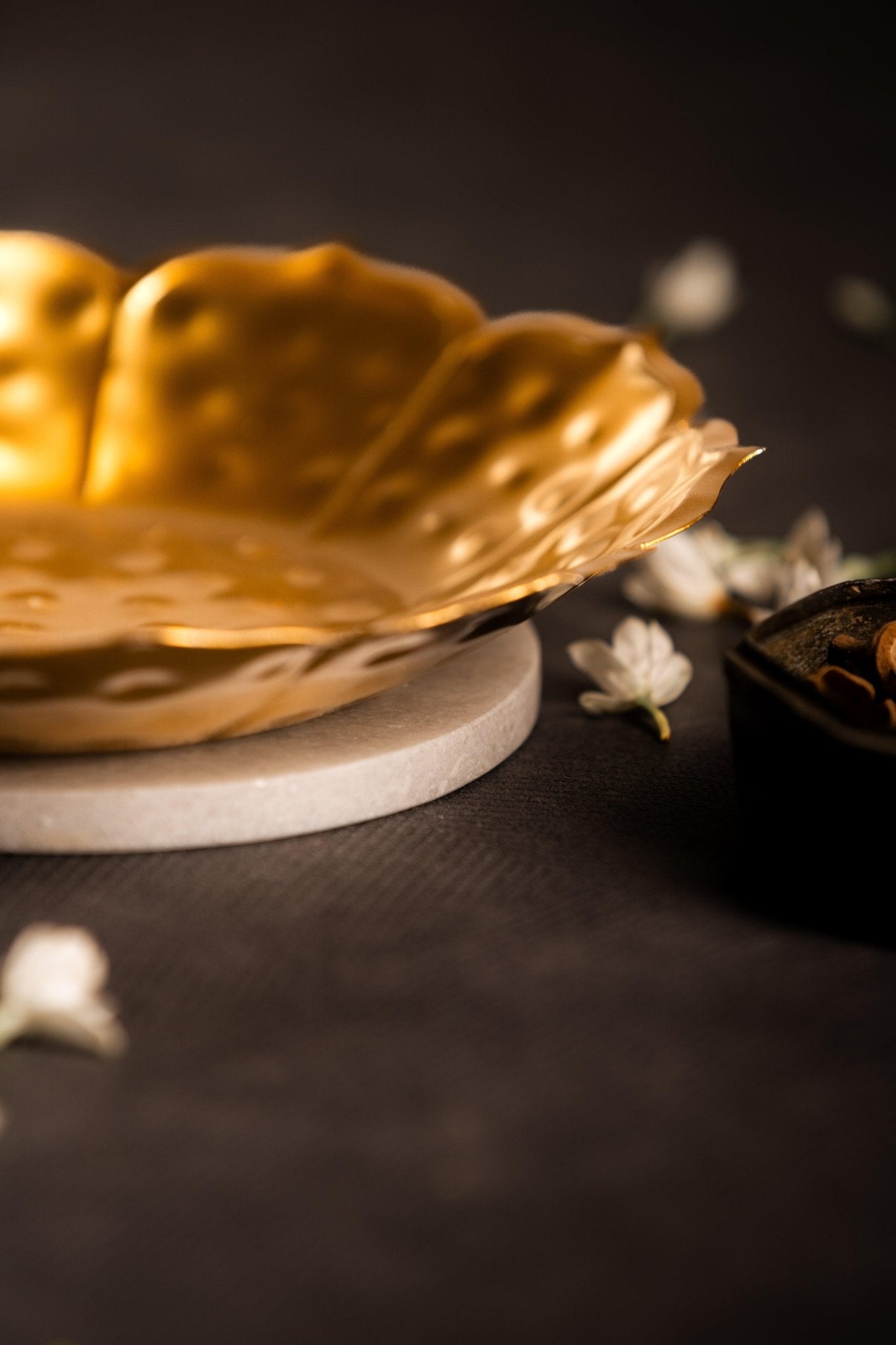 Kamal Brass Plated Urli with Marble Base - Set of 2 - TesuUrli