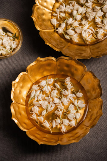 Kamal Brass Plated Urli with Marble Base - Set of 2 - TesuUrli