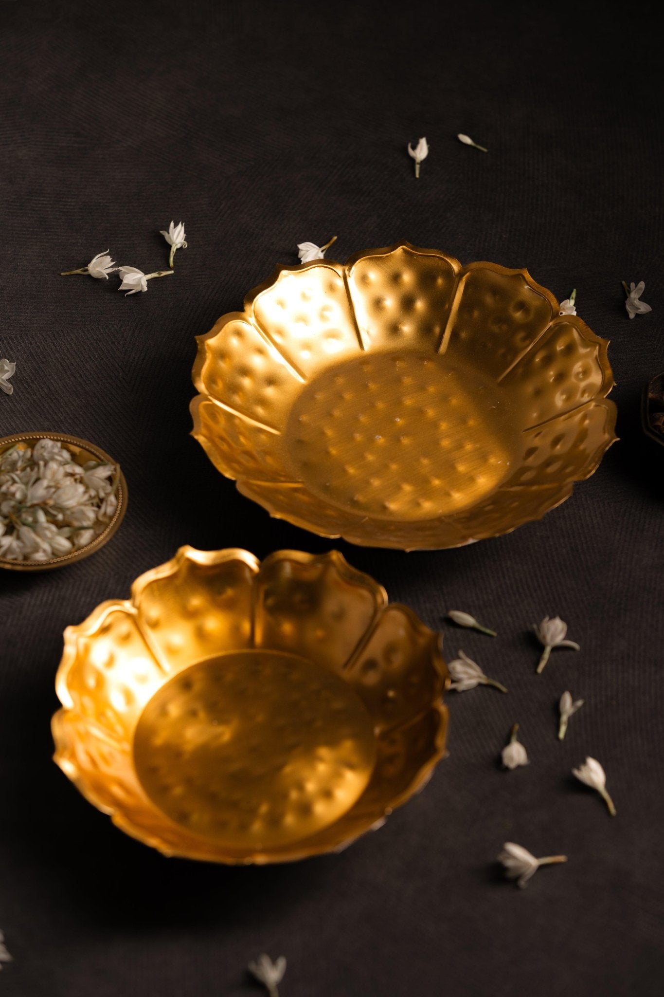 Kamal Brass Plated Urli with Marble Base - Set of 2 - TesuUrli